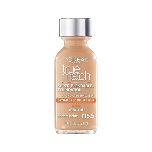 L'Oreal Paris Makeup True Match Super-Blendable Liquid Foundation, Perfect Beige N5.5, 1 Fl Oz,1 Count