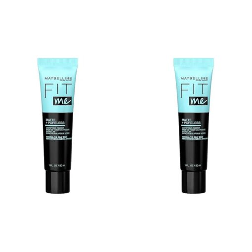 Maybelline Fit Me Matte + Poreless Mattifying Face Primer Makeup With Sunscreen, Broad Spectrum SPF 20, 16HR Wear, Shine Control, Clear, 1 Count ( Pack of 2 )