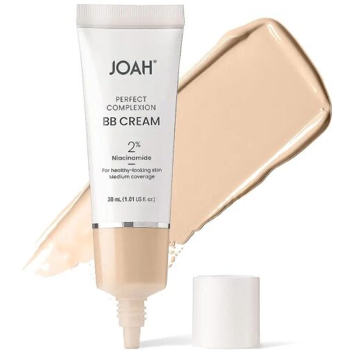 JOAH Beauty Perfect Complexion BB Cream with Hyaluronic Acid and Niaciminade, Korean Makeup with Medium Buildable Coverage, Evens Skin Tone, Lightweight, Semi Matte Finish, Fair with Warm Undertones