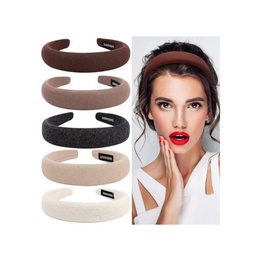 Ondder Headbands for Women Assorted Padded Girls Headbands Fashion Women Hair Head Bands Solid Color Wide Turban Headbands Diademas Para Mujer De Moda Hair Accessories for Women Girls