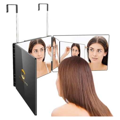 3 Way Mirror for Self Hair Cutting, 360 Trifold Barber Mirrors 3 Sided Makeup Mirror to See Back of Head, Used for Hair Coloring, Braiding, DIY Haircut Tool are Good Gifts for Men Women