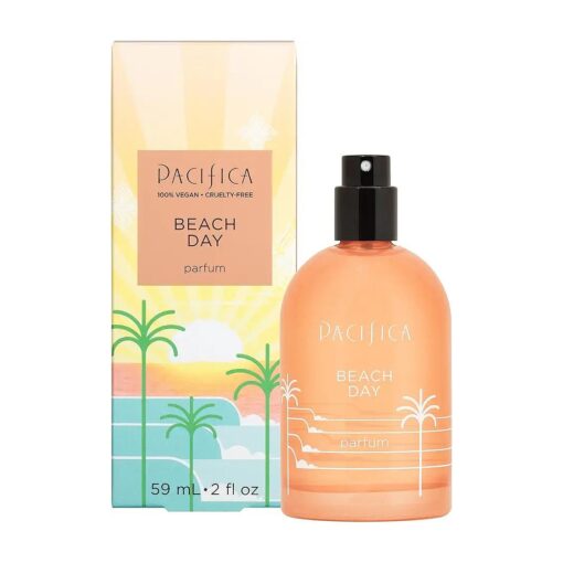 Pacifica Beauty Beach Day Spray Perfume, Natural & Essential Oils, Salt, Sandalwood, Orange Flower, Smoke Notes, Eau de Toilette, 2 oz