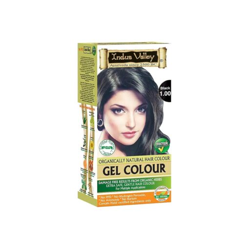 Organically Natural Damage Free Permanent Gel Hair Color Black 1.00 For Long Lasting Effects & 100 % Grey Coverage