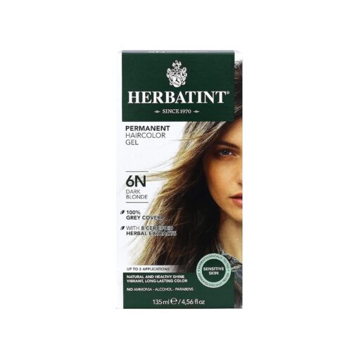 Permanent Haircolor Gel, 6N Dark Blonde, Alcohol Free, Vegan, 100 % Grey Coverage - 4.56 oz