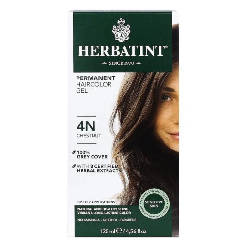 Permanent Haircolor Gel, 4N Chestnut, Alcohol Free, Vegan, 100 % Grey Coverage - 4.56 oz