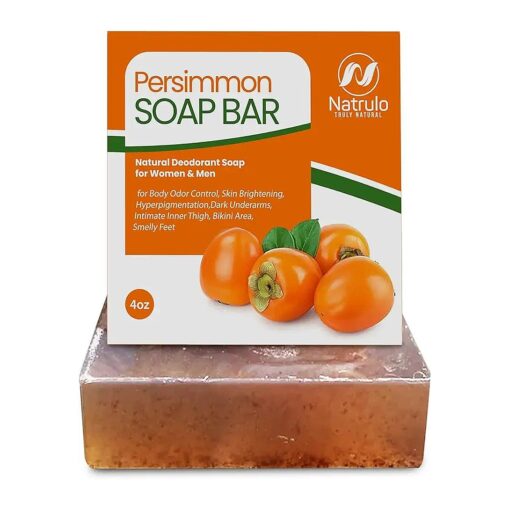 Persimmon Soap Bar for Body Odor Control - Purifying Deodorizing Body Wash with Japanese Persimmon & Green Tea Extract for Eliminating Nonenal Body Odor - Great for Skin Brightening ,