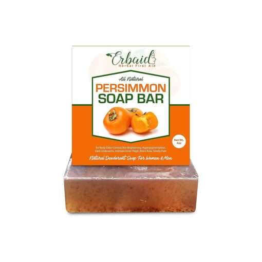 Persimmon Soap Bar for Body Odor Control - Purifying Deodorizing Body Wash with Japanese Persimmon & Green Tea Extract for Eliminating Nonenal Body Odor - Deodorant Soap Great for Skin Brightening