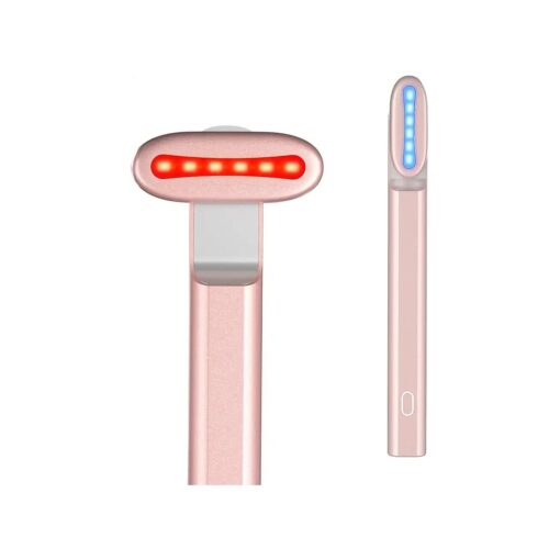 5-in-1 Dual Color Face Skincare Wand Simple Kit, for Facial and Eye Equipment Massager ( Rose Pink )