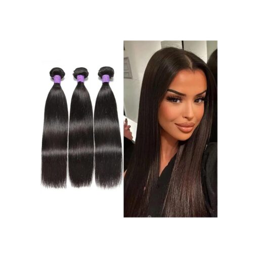 10A Peruvian Virgin Straight Hair 3 Bundles Human Hair 18 20 22 Inch 100 % Unprocessed Remy Straight Hair Extensions 1B Color for Black Women