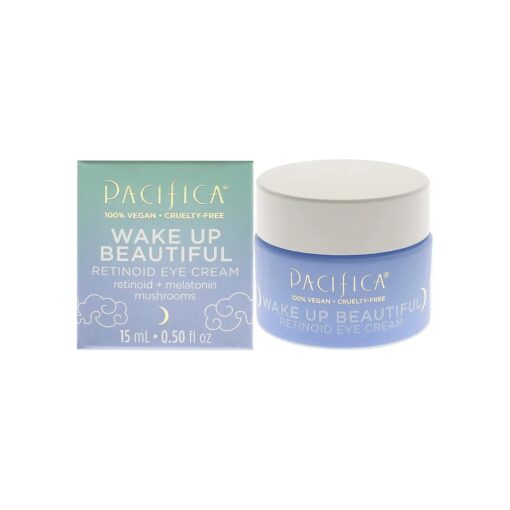 Pacifica Beauty, Wake Up Beautiful Retinoid Daily Under Eye Cream, For Aging Skin, Petroleum-Free Retinoid, Melatonin, Treat Fine Lines + Wrinkles, Clean Skin Care, Vegan + Cruelty Free, 0.5 Fl Oz