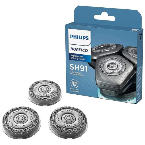 Philips Norelco Genuine SH91/52 Replacement Shaving Heads Compatible with Norelco Shaver Series S9000 and 9000 Prestige, Latest Version for Refreshed SH90/70, SH98/70, and SH98/80