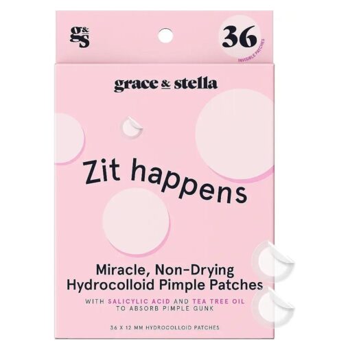 grace & stella Pimple Patches for Face ( Round, 36 Count ) - Hydrocolloid Acne Patches for Face - Vegan, Cruelty-Free Zit Patches for Face, Blemish Patches, Pimple Stickers, Zit Stickers ...