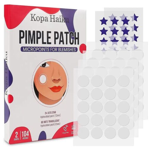 Pimple Patches : Pimple Patches for Face - Acne Patches for Face - Pimple Patch - Acne Patches - Pimple Patched Stars - Pimple Patches Cute - Star Pimple Patches for Face ( 104 Patches/ 2 Shapes )