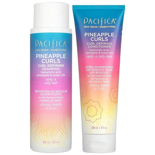 Pacifica Beauty Pineapple Hyaluronic Acid Shampoo & Conditioner Set for Curly Hair, Vegan & Cruelty Free, 2 Piece