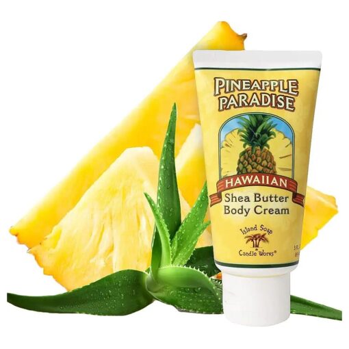 Island Soap and Candle Works Shea Butter Body Cream for Men and Women - Body Moisturizer for Dry Skin - Beauty and Personal Care - Hawaiian Gifts - Pineapple Paradise, 3 Fl oz, Bottle