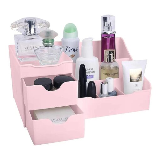 Mantello Bathroom Organizer Countertop- Make Up Organizers and Storage- Bathroom Counter Organizer and Skin Care Organizer, Makeup Organizer for Vanity- Pink