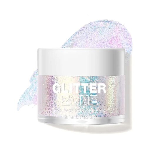 LANGMANNI Holographic Body Glitter Gel for Body, Face, Hair and Lip.Color Changing Glitter Gel Under Light, Vegan & Cruelty Free-1.35 oz ( 2 # Sparkling Pink )