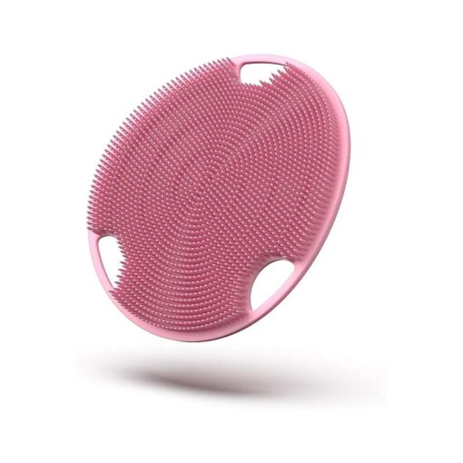 Flat Body Scrubber - Soft Silicone-Like Exfoliating Shower Scrubber & Body Cleansing Brush - Stick-to-Wall Loofah Replacement - Antimicrobial Body Exfoliator for All Skin Types - Pink