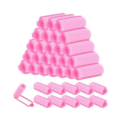 36 Pieces Foam Sponge Hair Rollers 20 mm Mini Foam Hair Styling Curlers Flexible Sponge Curlers with Storage Bag Soft Sleeping Hair Curlers for Adults and Kids ( Pink )