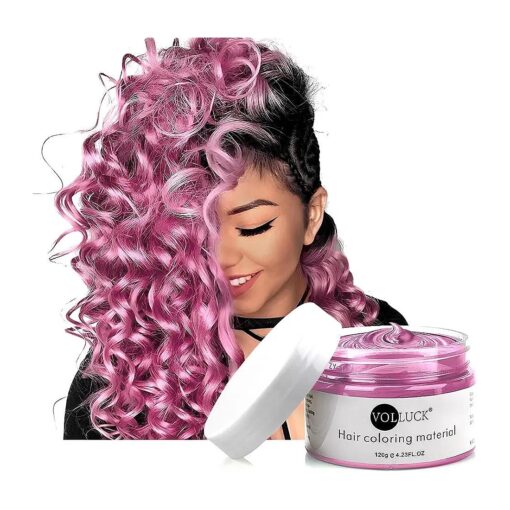 Pink Hair Coloring Wax Temporary Hair Clay Pomades 4.23 oz, Natural Hair Dye Material Disposable Hair Styling Clay Ash for Cosplay, Halloween, Party