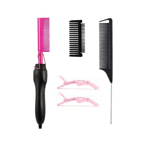 Pink Hot Comb Electric Hot Comb Heating Pressing Combs Hair Straightening [ Power:42w ]