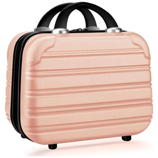 14inch Makeup Train Case PC ABS Cosmetic Case Hardshell Makeup Bag Organizer Travel Outside Activity Valentines Day Gifts for Girls ( pink )