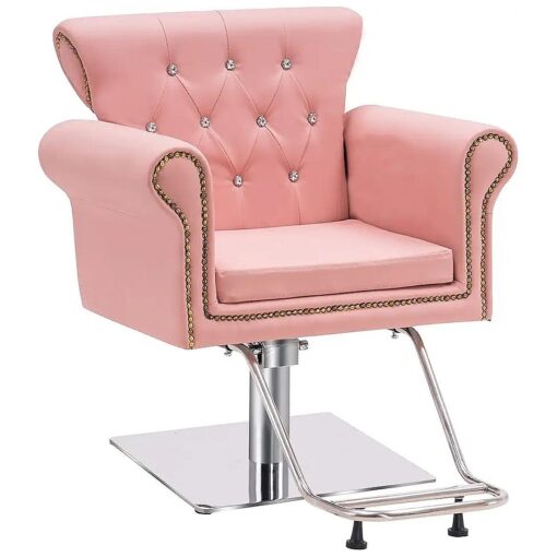 BarberPub Classic Styling Salon Chair for Hair Stylist Antique Hydraulic Barber Chair Beauty Spa Equipment 8899 ( Pink )