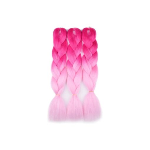 Ombre Braiding Hair ( Pink/Light Pink ) 3pcs Jumbo Braiding Hair Extension For Box Braids Twist 24 Inch Hot Water Seal Real Soft