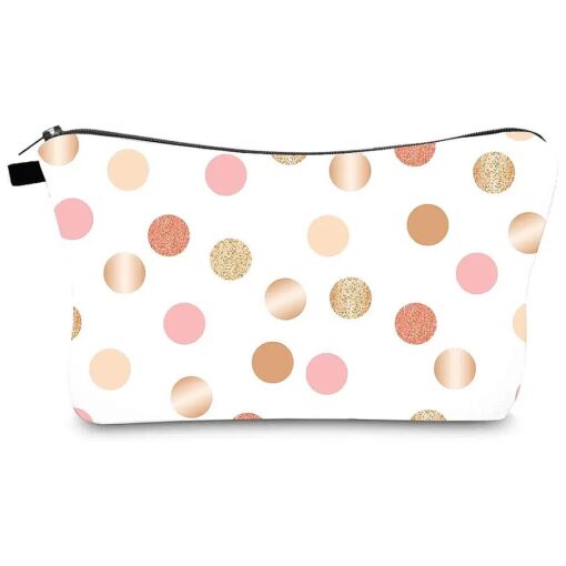 Makeup Bag for Women Cosmetic Bag Small Makeup Bags Waterproof Travel Case Toiletry Bag Accessories Organizer Cute Gifts ( Pink polka dots )