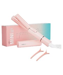 NOVUS Mini Curling Iron for Short Hair, Travel Curling Iron, Ceramic Small Curling Wand, Barrel Hair Curling Iron 1 Inch Heat-Up Fast, Pink Portable Hair Curler