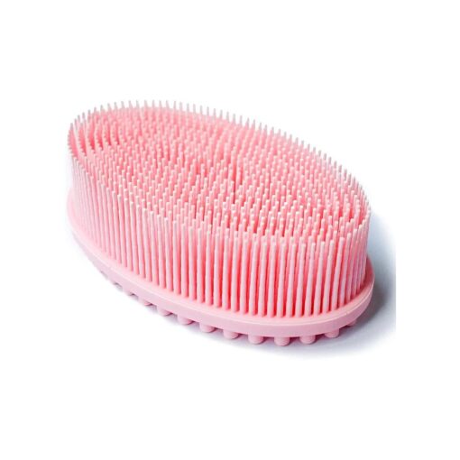 Exfoliating Silicone Body Scrubber Silicone Bath Brush Glowing Skin Silicone Shower Loofah for Gentle Exfoliating Long Lasting Lathers Well & More Hygienic Than Traditional Loofah Body Brush ( Pink )