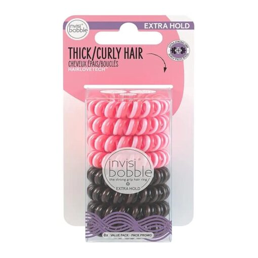 invisibobble Original Traceless Spiral Hair Ties - Pack of 8 ( Extra Hold - Pink and Brown )