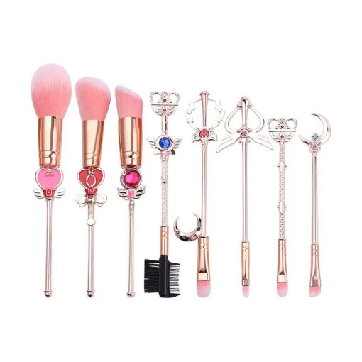 Potter Makeup Brush Set for Women with Gift Bag 5pcs Metal Magic Eye Shadow Eyeliner Blending Pencil Lip Brush Beauty Tools ( pink2 )