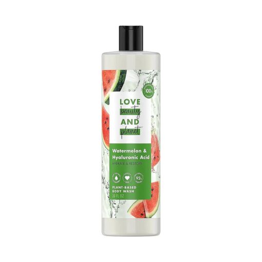 Plant-Based Body Wash Hydrate and Restore Skin Watermelon and Hyaluronic Acid Made with Plant-Based Cleansers and Skin Care Ingredients, 100 % Biodegradable 20 fl oz