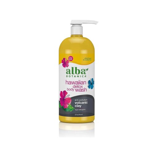 Alba Botanica Hawaiian Detox Body Wash, Anti-Pollution Volcanic Clay, 32 Oz