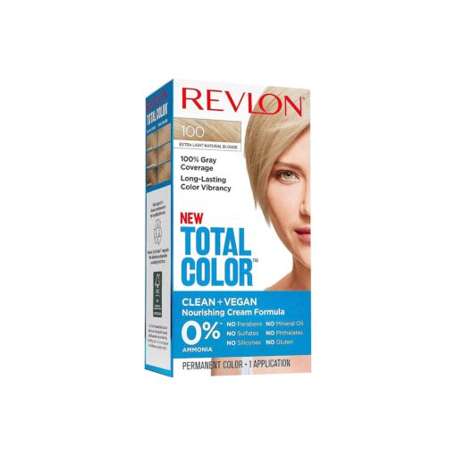 Total Color Permanent Hair Color, Clean and Vegan, 100 % Gray Coverage Hair Dye, 100 Extra Light Natural Blonde, 3.5 oz