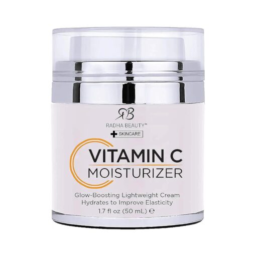 Radha Beauty Glow Boosting Vitamin C Moisturizer, 1.7 fl oz, for Face, Neck, Decollete - Luxury Anti-Aging & Brightening Cream - Daily for all Skin Types