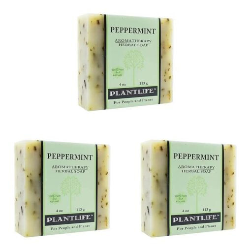 Plantlife Peppermint 3-pack Bar Soap - Moisturizing and Soothing Soap for Your Skin - Hand Crafted Using Plant-Based Ingredients - Made in California 4oz Bar