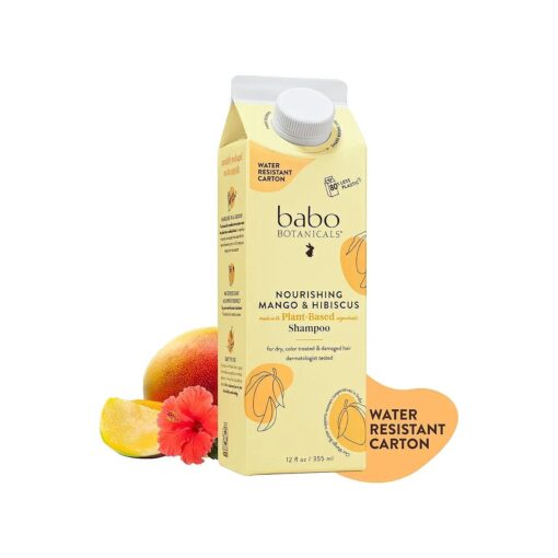 Babo Botanicals Shampoo - Color-safe, Vegan, Plant-Based Ingredients incl, Passion Fruit Ferment for Scalp, Cruelty-Free, Water-Resistant Carton with 80 % Less Plastic - Different Hair Types Available