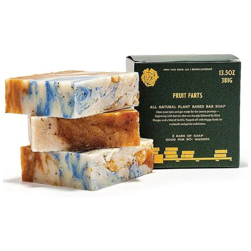 Fruit Farts Body Soap - Plant Based, Vegan, Handmade Organic Bar Soap - Bath Soaps for Acne, Eczema and Sensitive Skin ( 3 Pack )