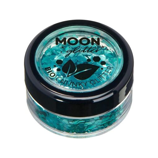 Biodegradable Eco Chunky Glitter by Moon Glitter - 100 % Cosmetic Bio Glitter for Face, Body, Nails, Hair and Lips - 3g - Turquoise