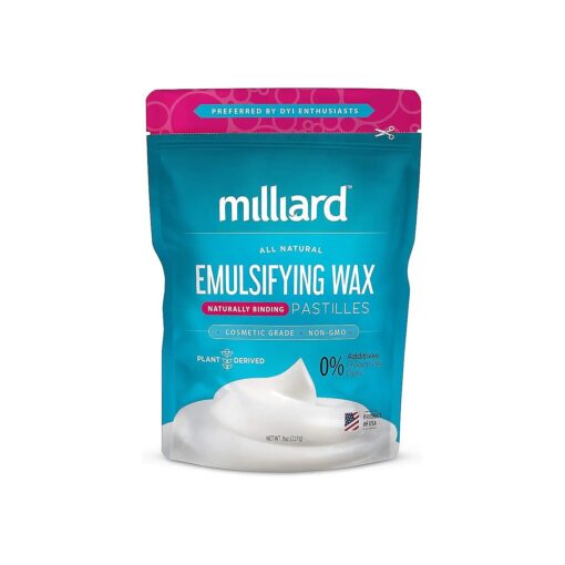 Milliard Non-GMO Emulsifying Wax NF Pastilles, Perfect for DIY, Creams, Lotions, and Soaps - 100 % Natural Plant Derived ( 8 Oz )