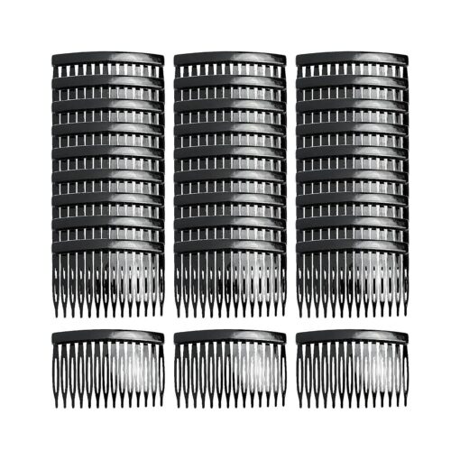 Cinaci 30 Pack Clear White Black Brown Small Plastic Hair Side Combs Slide Barrettes with 14 Teeth DIY Crafts Decorative Headpieces French Twist Hair Clips Fine Thin Hair Accessories for Women Girls