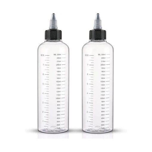 Cosywell Applicator Bottle for Hair 8.5oz 2 Pack Hair Squeeze Bottles with Graduated Scale Hair Dye Applicator Bottle Twist-On Top Tip Cap Empty Plastic Hair Color Oil Bottle