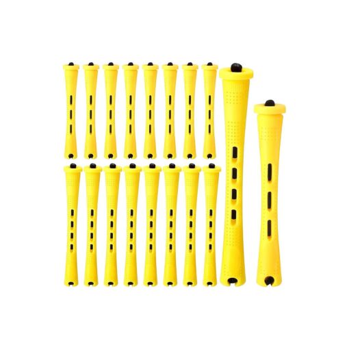 48 Pieces Hair Perm Rods 2 Sizes Plastic Cold Wave Rods Perming Rods Hair Rollers Curlers for Hairdressing Styling ( Yellow,0.28 x 2.36 Inch, 0.28 x 3.27 Inch )