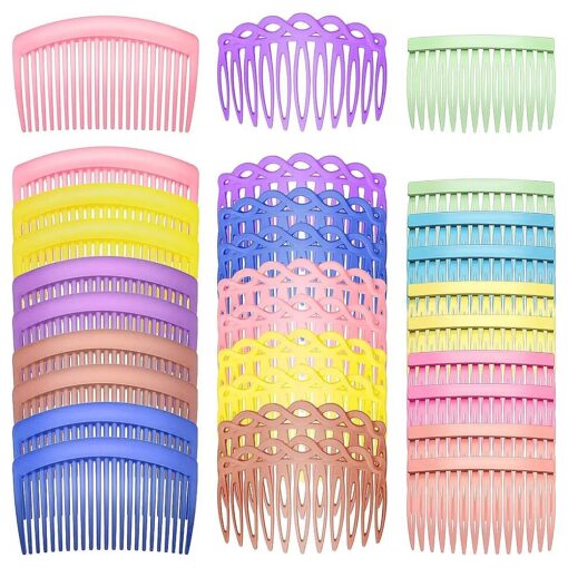 30 Pieces French Hair Side Combs Set Colorful Hair Clip Combs Plastic Twist Comb Accessories for Girls Women, 3 Styles ( Retro Color, 14, 11, 23 Teeth )