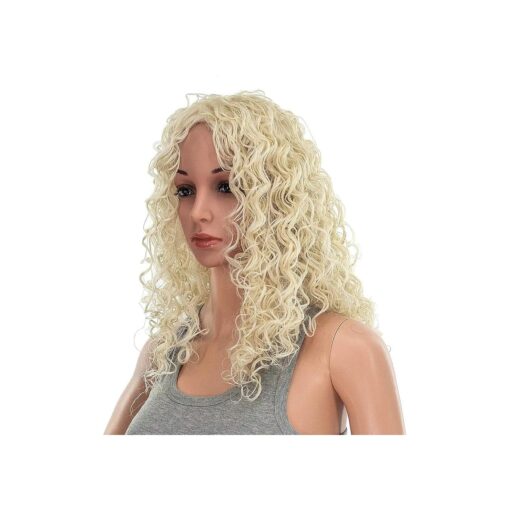 SWACC 20-Inch Long Big Bouffant Curly Wigs for Women Synthetic Heat Resistant Fiber Hair Pieces with Wig Cap ( Platinum Blonde )