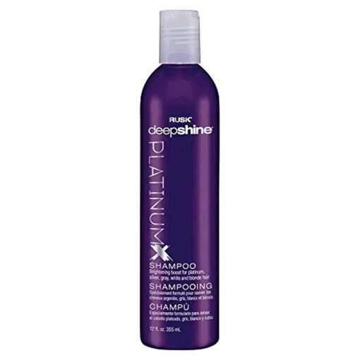 RUSK Deepshine Platinum Shampoo, 12 Oz, Gentle Cleansing Shampoo, Brightening Boost for Platinum, Silver, Gray, White, and Blonde Hair, Removes Yellows, Brightens Hair Color