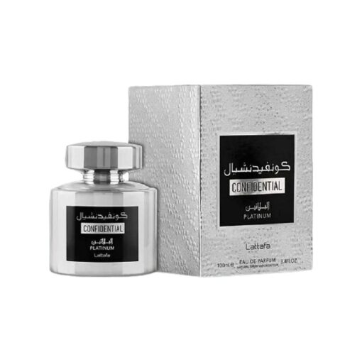 Lattafa Confidential Platinum EDP - Eau De Parfum 100ML ( 3.4 oz ) | Long-Lasting Spray I Platinum Bottle I Oudy, Musky Scents I