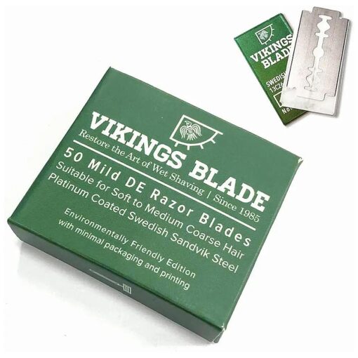 VIKINGS BLADE Double Edge Safety Razor Blades, 50x Blades, Swedish Steel + Platinum Coated, Replacement Razor Blades & Refills ( Mild & Gentle )